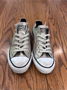 Converse Metallic Silver Low Top All Star Sneakers